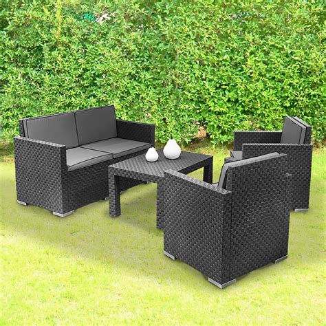 vidaXL 13 Piece Garden Dining Set With Cushions Poly Rattan Gray. . Ebay patio furniture